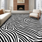 Bold Black White Stripe Pattern Rug