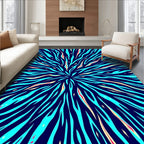 Radiating Blue Zebra Stripe Blast Rug
