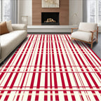 Classic Red Stripe Geometric Rug