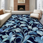 Art Nouveau Blue Floral Vine Rug