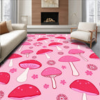 Pink Mushroom Pattern Play Rug