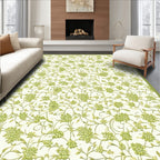 Lush Green Floral Vine Tapestry Design Rug