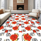 Red And Yellow Geometric Abstract Rug