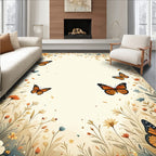 Floral Butterfly Meadow Whimsical Design Rug