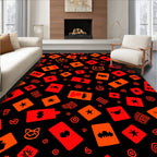 Abstract Red Orange Square Pattern Rug