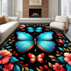 Vibrant Butterfly Floral Garden Design Rug