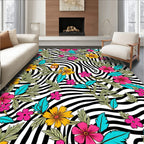 Floral Zebra Print Whimsical Design Rug