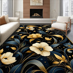 Elegant Floral Vines With Gold Accents Rug