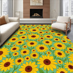 Bold Yellow Sunflower Pattern Rug