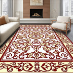 Ornate Red and Gold Floral Pattern Rug