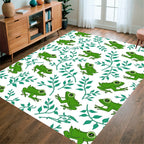 Green Frogs Leafy Vines Pattern Rug
