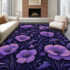 Dark Floral Purple Bloom Design Rug