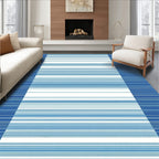 Striped Blue White Geometric Pattern Rug