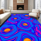 Cosmic Swirling Blue Planet Rings Rug