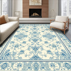 Classic Blue Floral Ornamental Rug