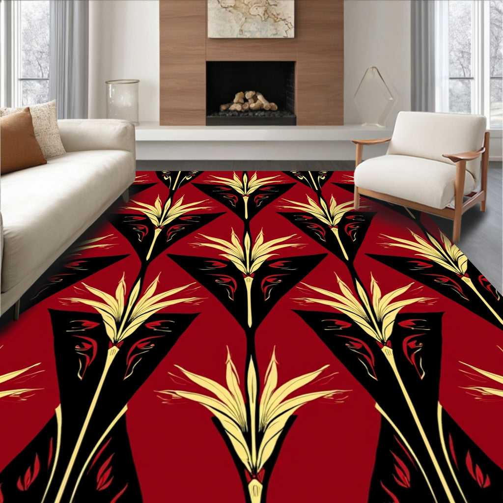 Art Deco Floral Geometric Design Rug