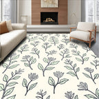 Botanical Leaves Stems Floral Design Rug