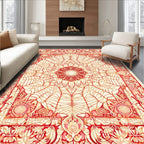 Red Abstract Floral Mandala Design Rug