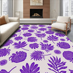 Purple Floral Leaf Pattern Rug