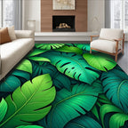 Lush Tropical Leaves Pattern Rug