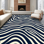 Dark Blue Zebra Style Pattern Rug