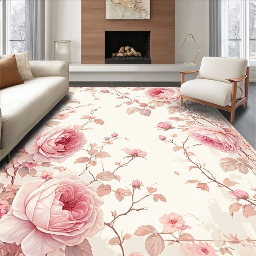 Vintage Rose Floral Garden Design Rug