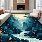 Mysterious Forest River Nature Scene Rug