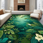 Lush Jungle Bird Floral Illustration Rug