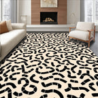 Abstract Black Brushstroke Curve Pattern Rug
