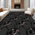 Abstract Dark Floral Vine Pattern Rug