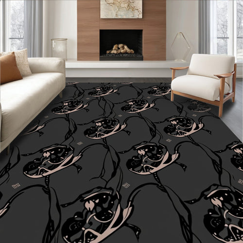 Abstract Dark Floral Vine Pattern Rug