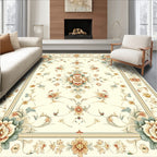 Cream Floral Swirl Traditional Rug