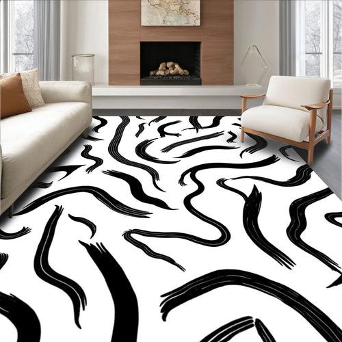 Abstract Brushstroke Modern Classic Pattern Rug