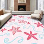 Coral Starfish Aquatic Swirl Pattern Rug