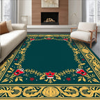 Victorian Gold Red Bell Garland Border Rug