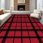 Classic Red Black Plaid Tartan Rug