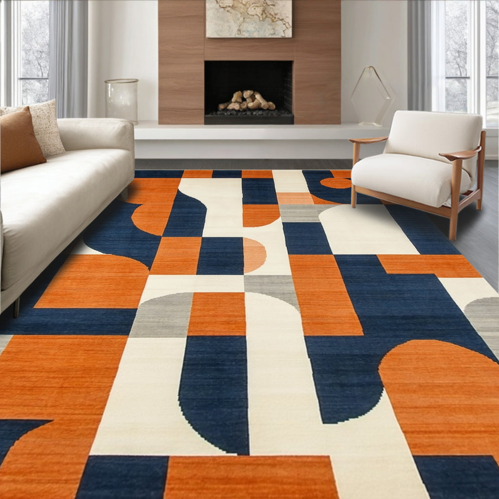 Abstract Geometric Shapes Block Pattern Rug