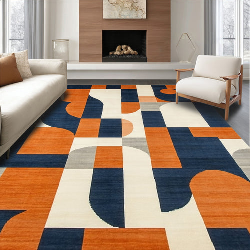 Abstract Geometric Shapes Block Pattern Rug
