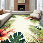 Tropical Hibiscus Leaf Pattern Rug