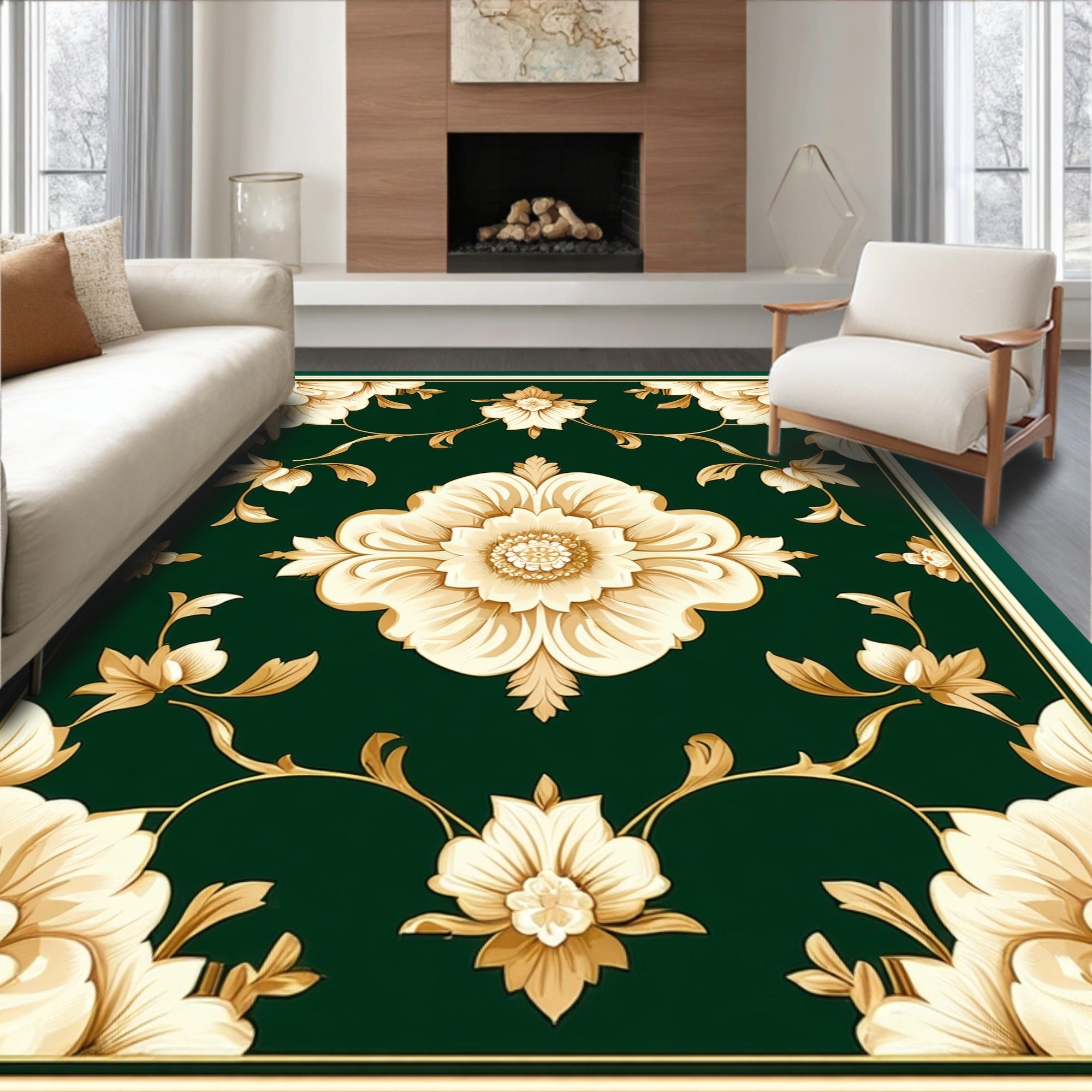 Ornate Floral Patterned Regal Rug