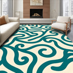Teal Swirl Pattern Abstract Design Rug