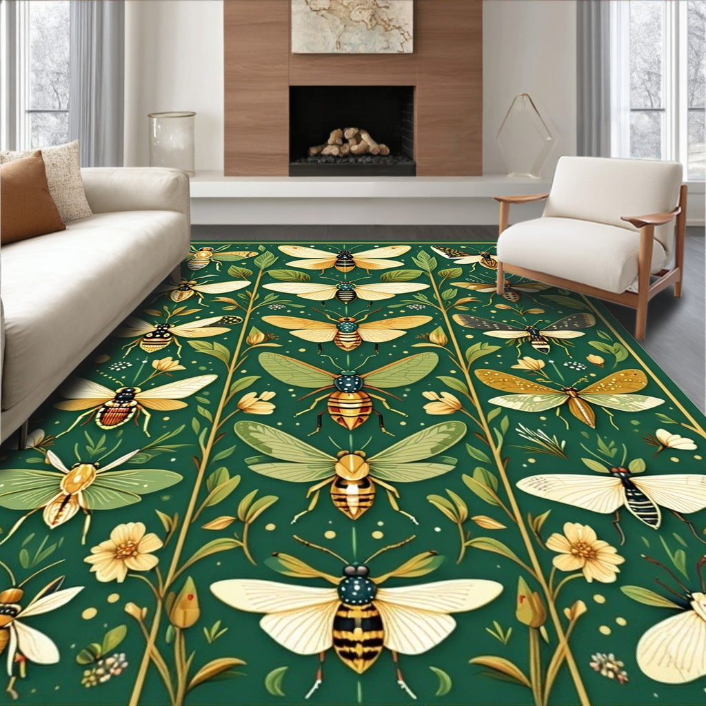 Nature's Insects Botanical Art Rug