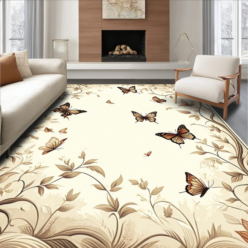 Earthy Tones Butterfly Vine Design Rug