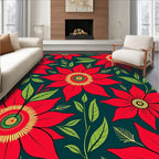 Bold Red Floral Medallion Botanical Rug