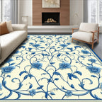 Blue Floral Vine Pattern Rug