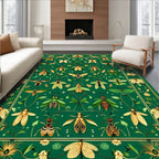 Green Nature Insect Floral Pattern Rug
