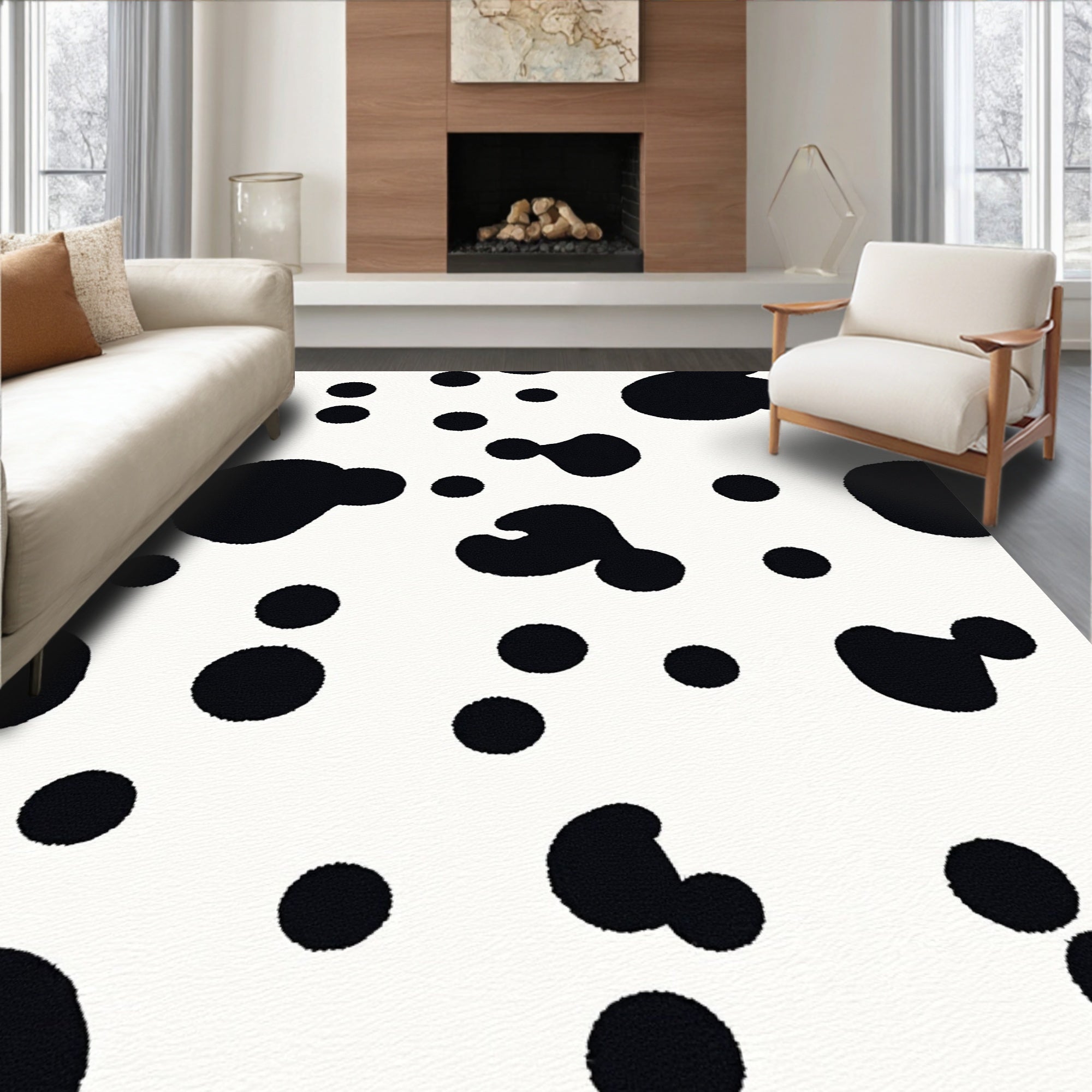 Dalmation Spotted Contrast Pattern Rug