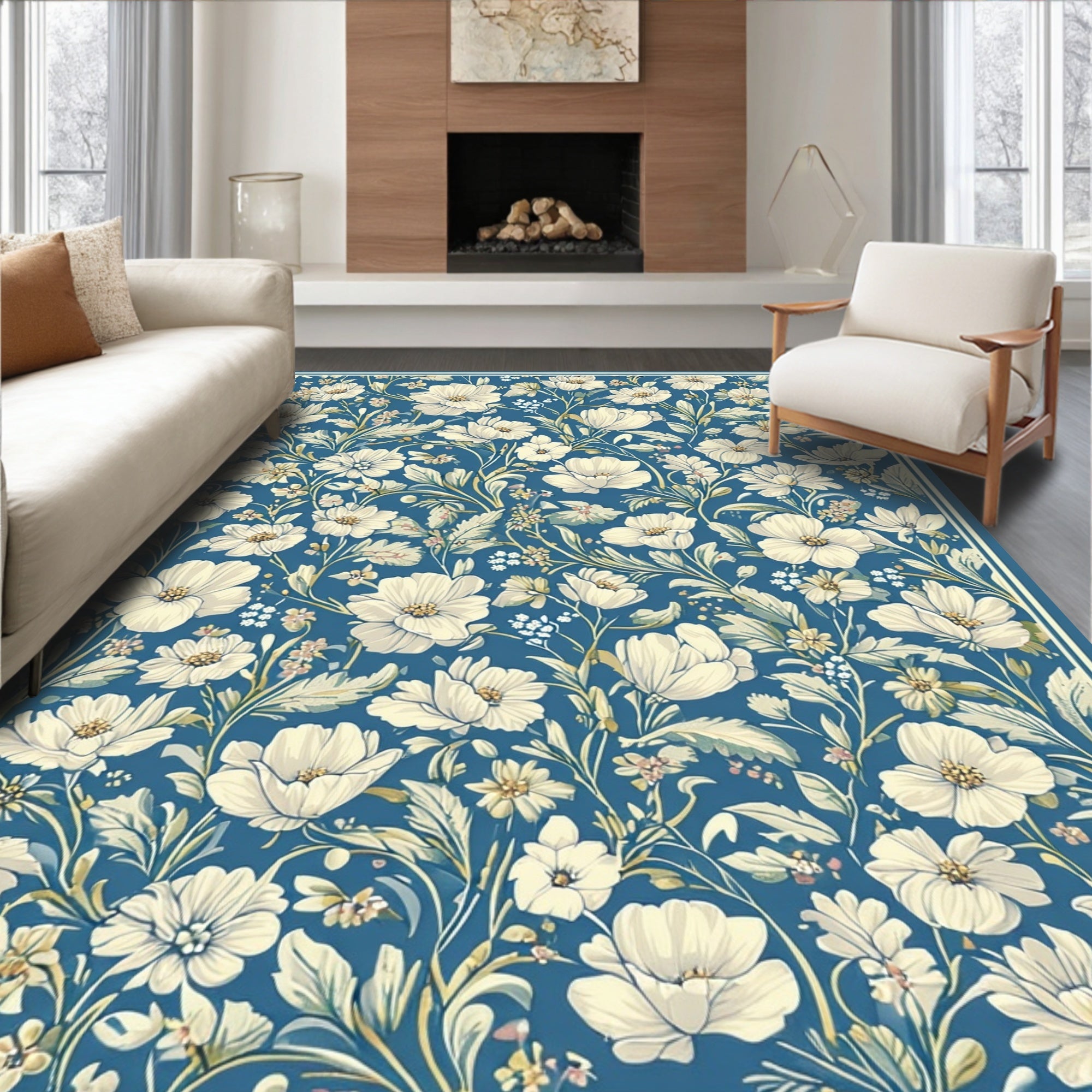 Vintage Floral Pattern Art Rug
