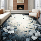 Misty Forest With Birds And Flowers Rug