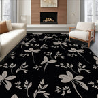 Subtle Gray Leaf Pattern Design Rug